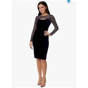 Betsy & Adam Short Long Sleeve Beaded Velvet Dress Size‎ 8